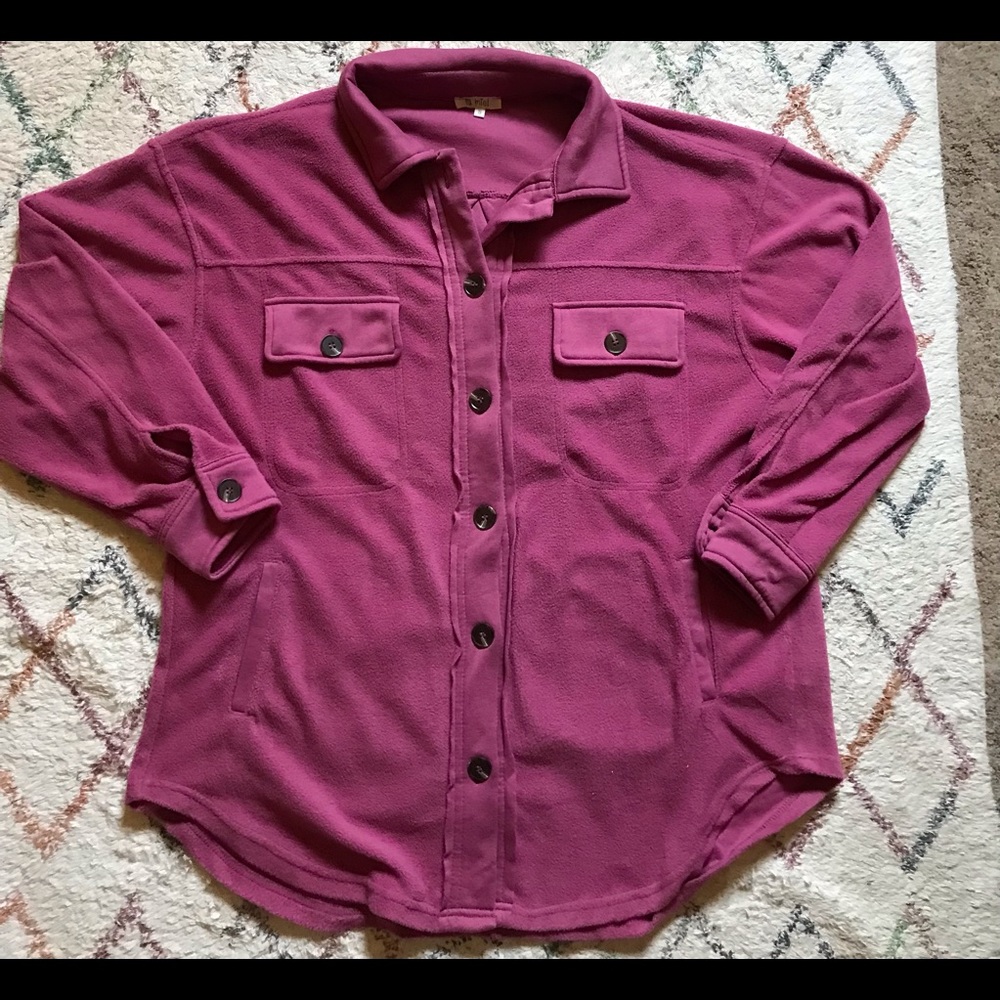 Fleece Berry Pink Button Down Shacket
